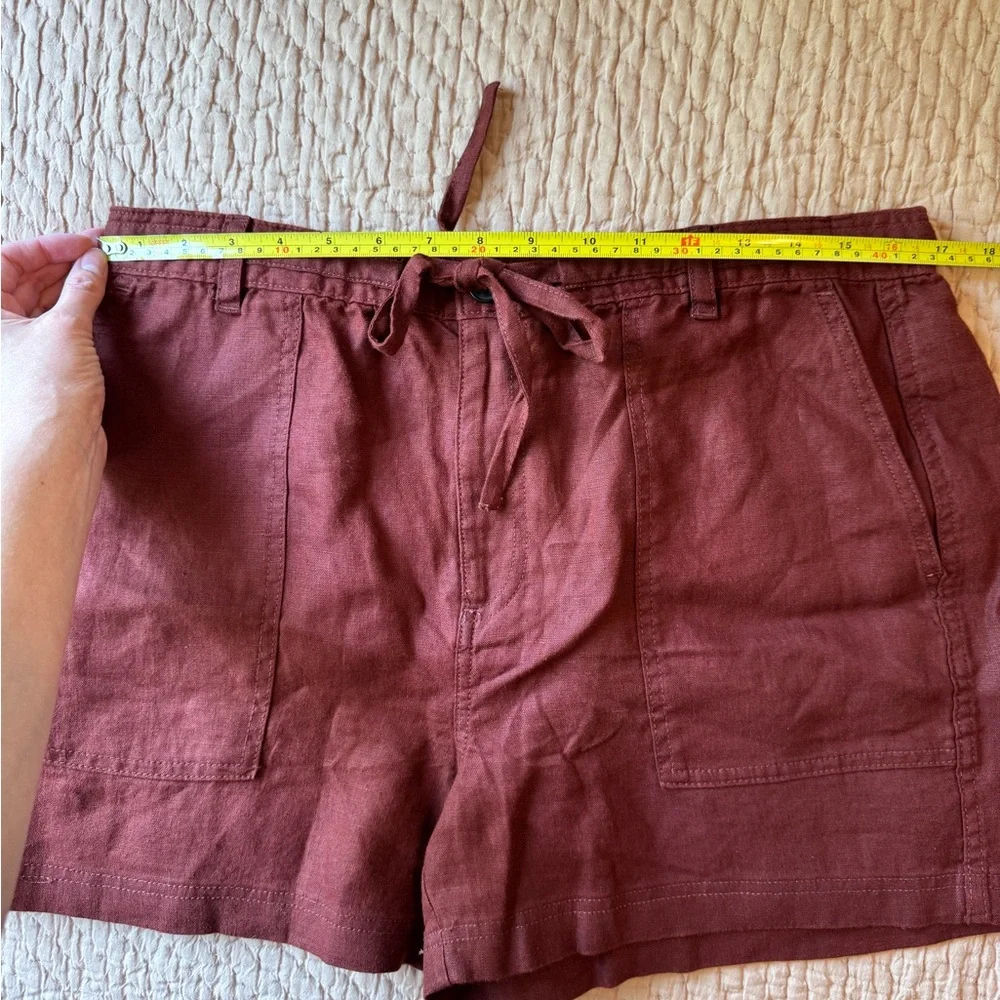 NWT Madewell Pull-On Drawstring Shorts in Henna/ Rust, 100% Linen, Size Large - Picture 5 of 8